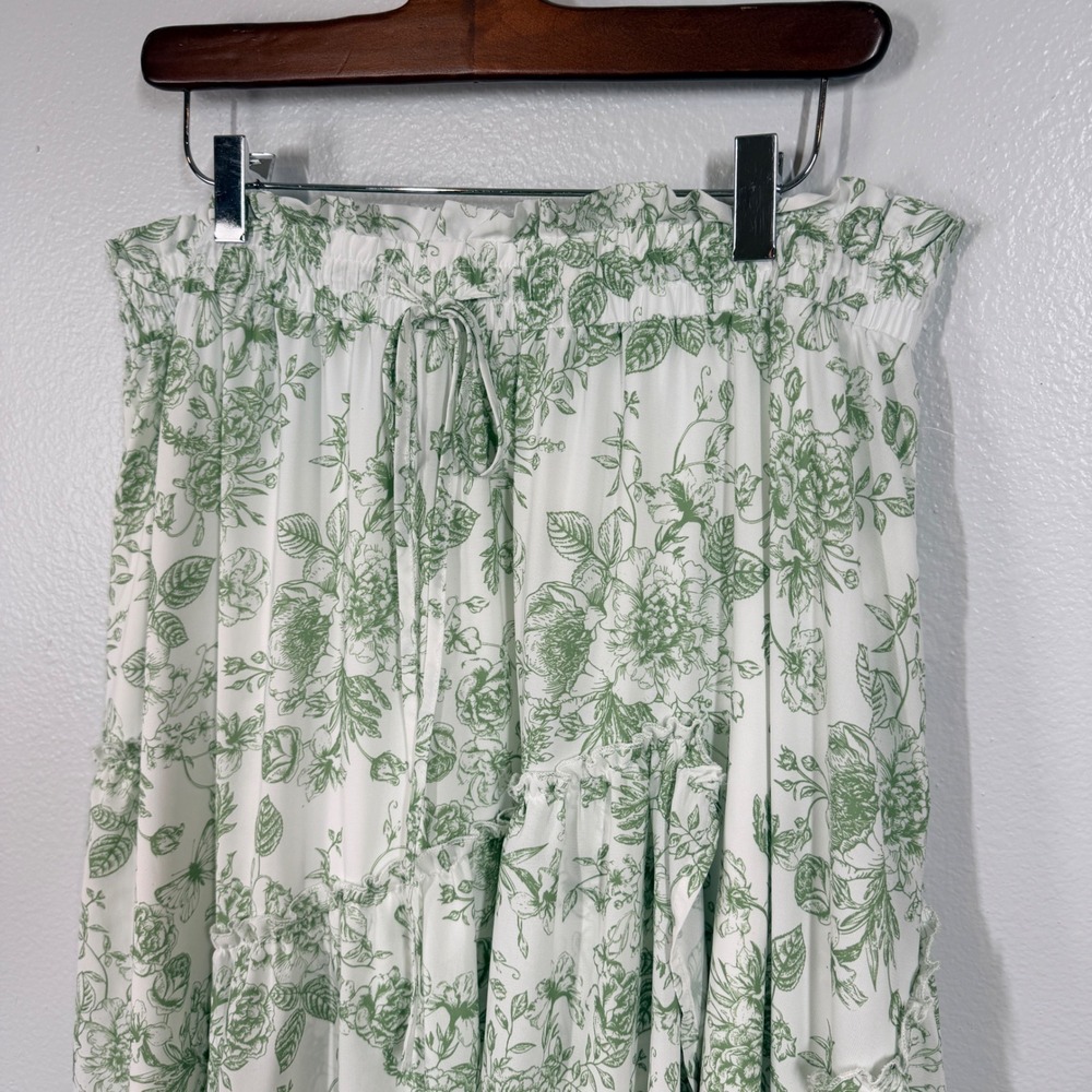 Scarlet Darkness Skirt Women 2XL Green Floral Maxi Tiered Ruffle Boho Cottage - Picture 4 of 9